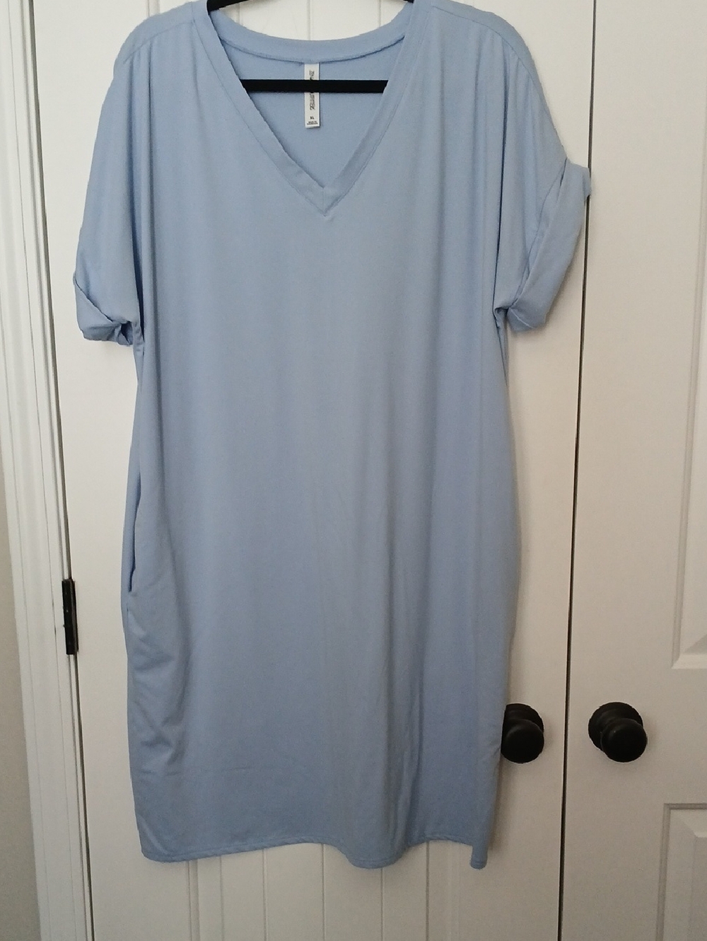 Zenana Outfitters Light Blue V-Neck Shift Dress